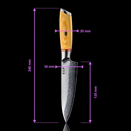Gudaro - 5er-Set Damast-Küchenmesser HIKARI + magnetischer Messerhalter