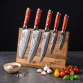 Gudaro - 5er-Set Damast-Küchenmesser MIYABI + magnetische Messerleiste