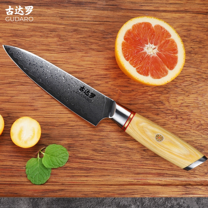Gudaro - Damast-Allzweck-Küchenmesser HIKARI 5, 67 Lagen Stahl, Klingenlänge 12,5 cm
