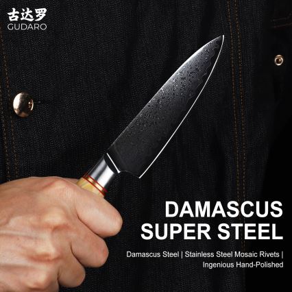 Gudaro - Damast-Allzweck-Küchenmesser HIKARI 5, 67 Lagen Stahl, Klingenlänge 12,5 cm