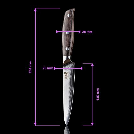 Gudaro - Universelles Damast-Küchenmesser SHIRO 5, 67 Lagen Stahl, Länge 12,5 cm
