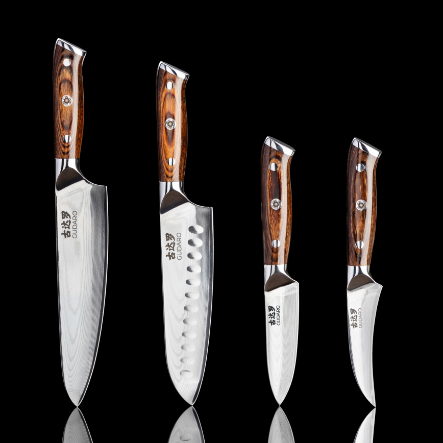 Gudaro - Damast-Chefmesser FENG 8, aus 67 Lagen Stahl, Länge 20 cm