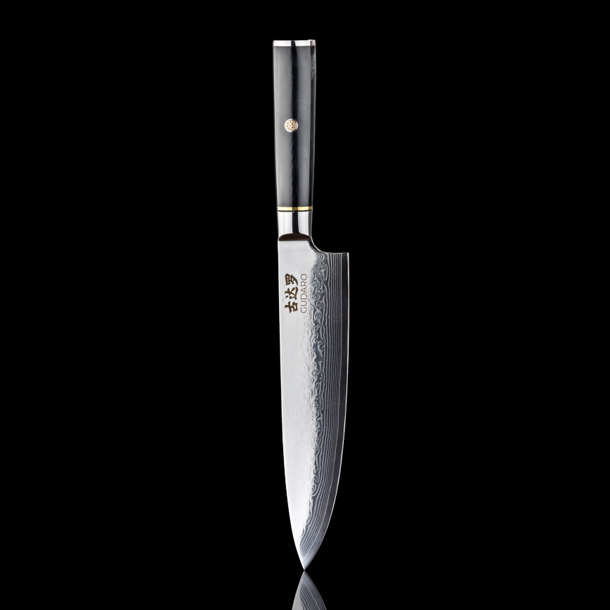 Gudaro - Damast-Chefmesser AKIRO 8, 67 Lagen Stahl, Klingenlänge 20 cm, schwarz