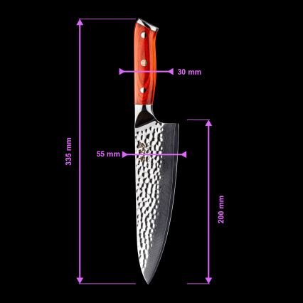 Gudaro - Damast-Kochmesser MIYABI 8, 67 Lagen Stahl, Klingenlänge 20 cm