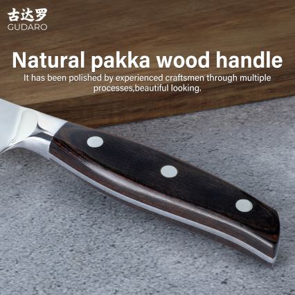 Gudaro - Damast-Kochmesser SHIRO 8, 67 Lagen Stahl, Klingenlänge 20 cm