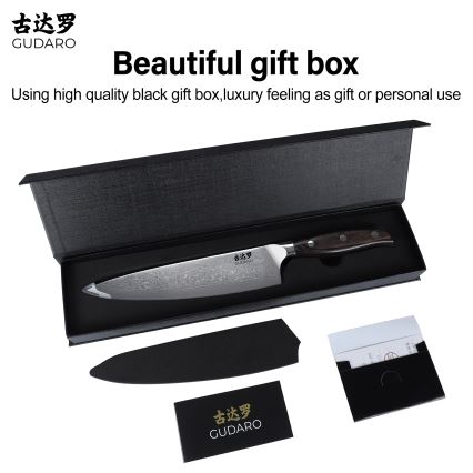 Gudaro - Damast-Kochmesser SHIRO 8, 67 Lagen Stahl, Klingenlänge 20 cm