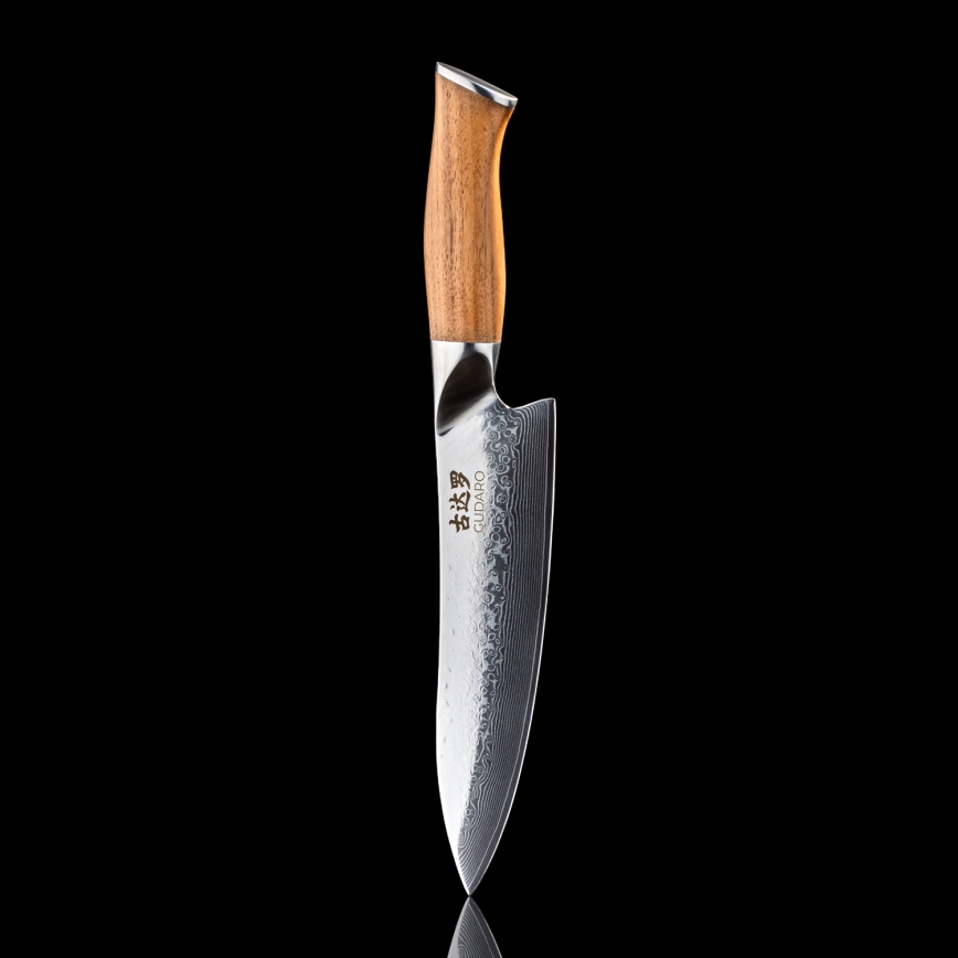 Gudaro - Damast-Chefmesser TAKUMI 8, 67 Lagen Stahl, Klingenlänge 20 cm, Walnuss