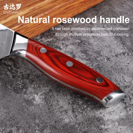 Gudaro - Damast-Küchenhackmesser KENSHO 6,5, 67 Lagen Stahl, Klingenlänge 16,2 cm