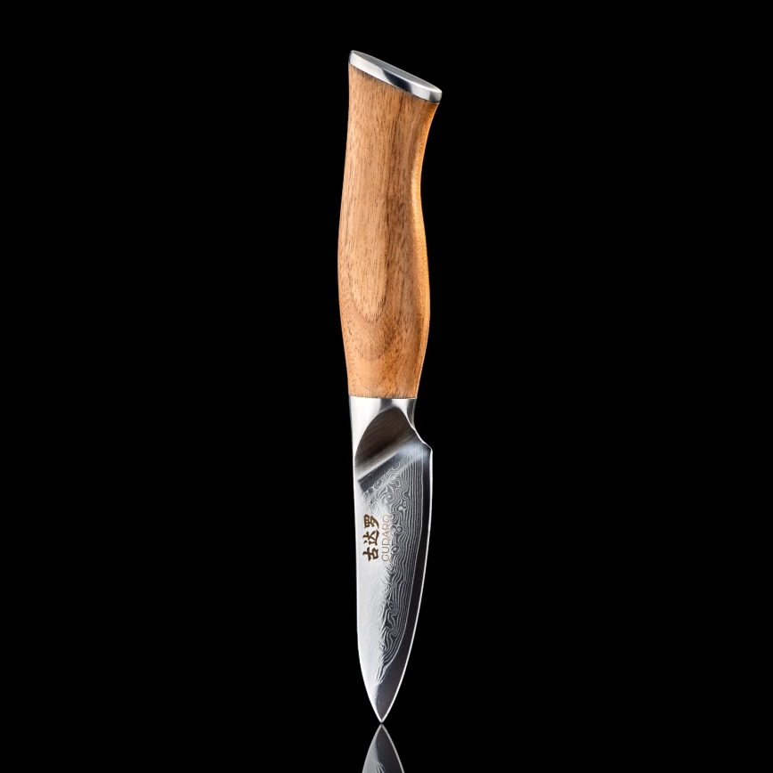 Gudaro - Damast‑Küchenmesser TAKUMI 3,5, 67 Lagen Stahl, Klingenlänge 9,5 cm, Walnussgriff