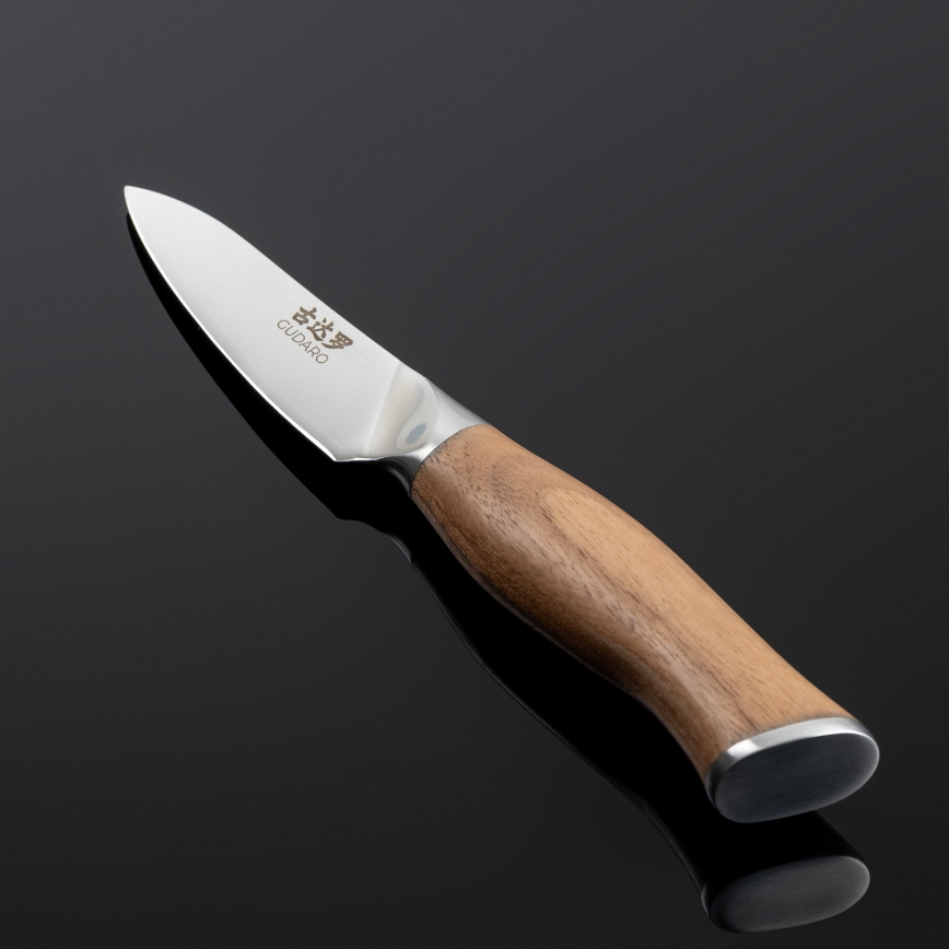 Gudaro - Damast‑Küchenmesser TAKUMI 3,5, 67 Lagen Stahl, Klingenlänge 9,5 cm, Walnussgriff