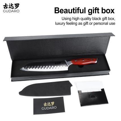 Gudaro - Damast-Santoku-Küchenmesser KENSHO 7, 67 Lagen Stahl, Länge 17,5 cm