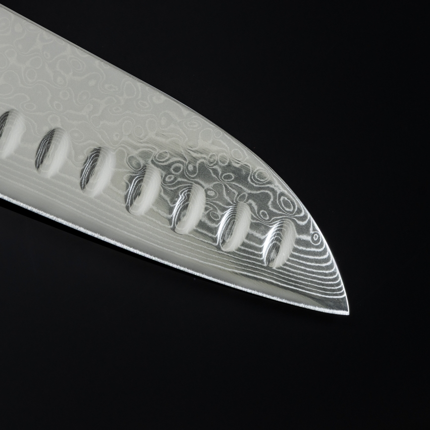 Gudaro - Damast-Santoku-Küchenmesser SHIRO 7, aus 67 Lagen Stahl, Klingenlänge 17,5 cm