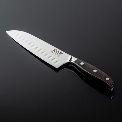 Gudaro - Damast-Santoku-Küchenmesser SHIRO 7, aus 67 Lagen Stahl, Klingenlänge 17,5 cm