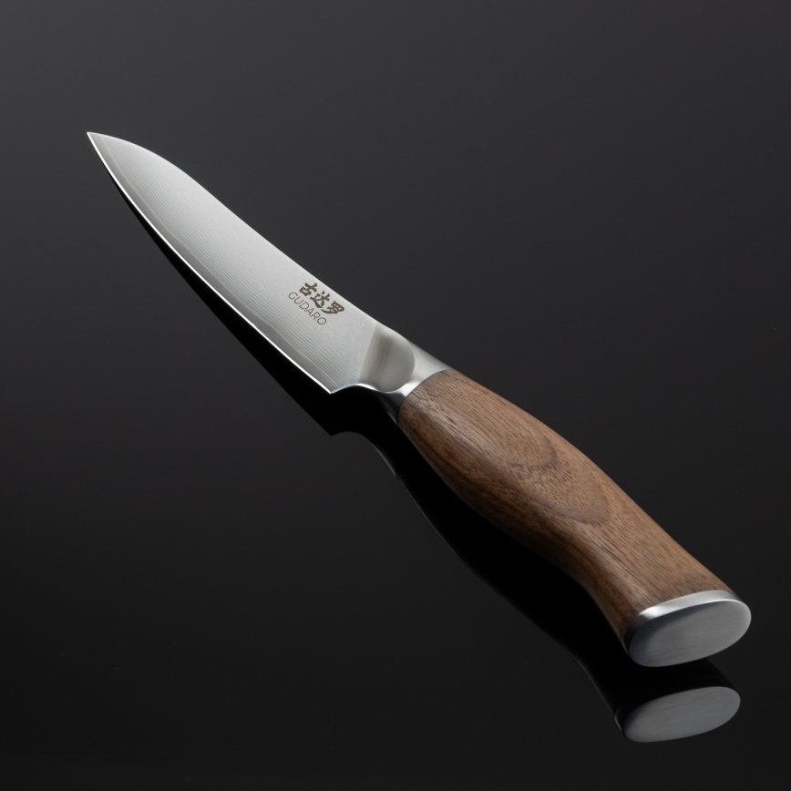 Gudaro - Damast-Universalküchenmesser TAKUMI 5, 67 Lagen Damaststahl, Klingenlänge 12,5 cm, Walnuss