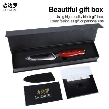 Gudaro - KENSHO Damast-Küchenmesser 3,5, aus 67 Lagen Stahl, Klingenlänge 9,5 cm