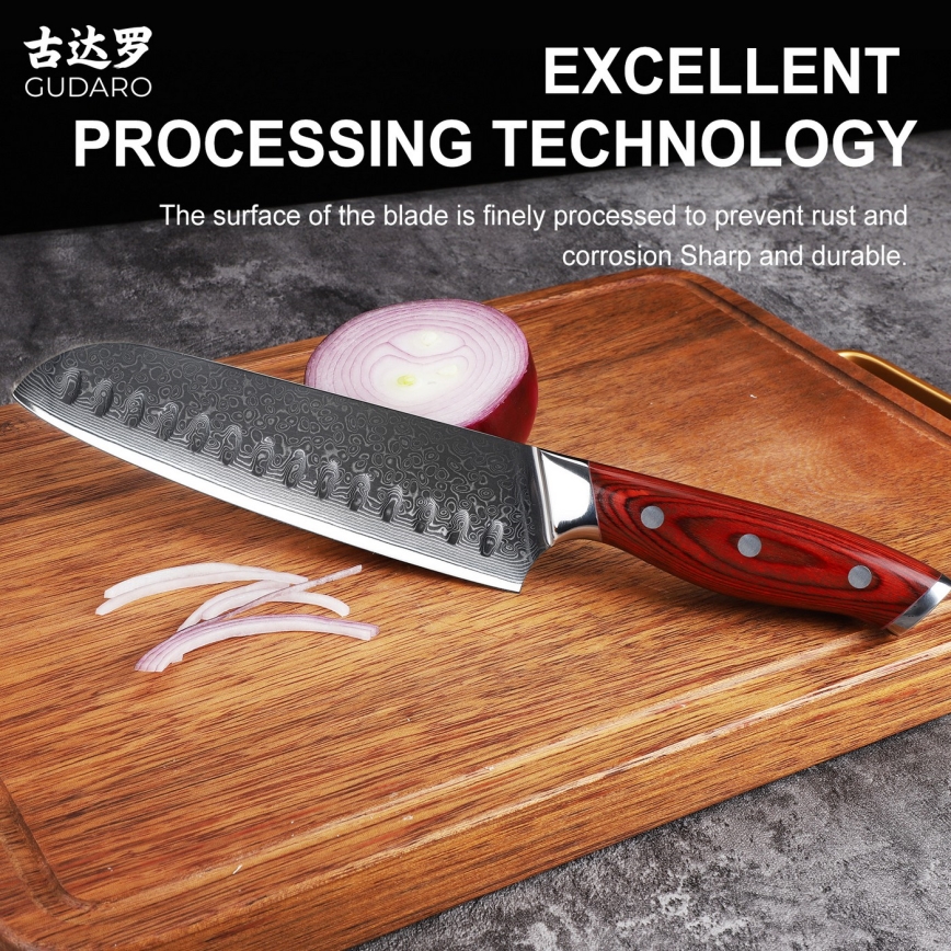 Gudaro – KENSHO Küchenmesser-Set im Messerblock, 7-tlg., Akazie