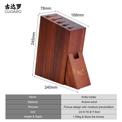 Gudaro - Messerblock 25x25x10 cm AKIRA Akazie