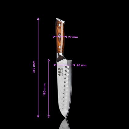 Gudaro - Set: 1x Damast-Kochmesser FENG 8, 67 Lagen Stahl, Klingenlänge 20 cm + 1x Damast-Santoku-Messer FENG 7,5, 67 Lagen Stahl, Klingenlänge 18 cm + 1x GRATIS Damast-Küchenmesser FENG 3,5, 67 Lagen Stahl, Klingenlänge 9,5 cm