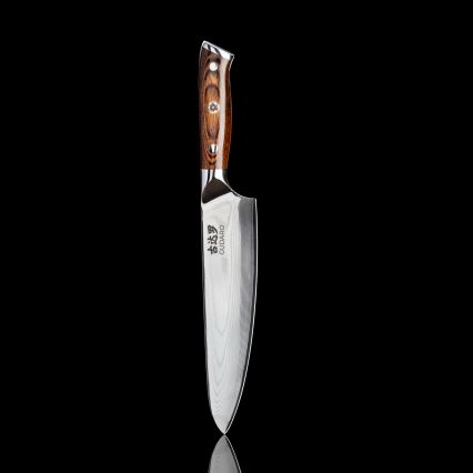 Gudaro - SET 1x Damast-Kochmesser FENG 8, aus 67 Lagen Damaststahl, Länge 20 cm + 1x Damast-Santoku-Küchenmesser FENG 7,5, aus 67 Lagen Damaststahl, Länge 18 cm + 1x GRATIS Damast-Obstmesser FENG 3,5, aus 67 Lagen Damaststahl, Länge 9,5 cm