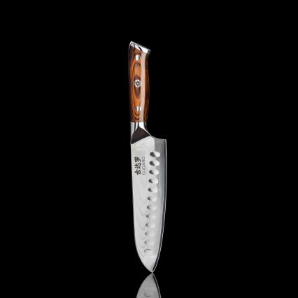 Gudaro - SET 1x Damast-Kochmesser FENG 8, aus 67 Lagen Damaststahl, Länge 20 cm + 1x Damast-Santoku-Küchenmesser FENG 7,5, aus 67 Lagen Damaststahl, Länge 18 cm + 1x GRATIS Damast-Obstmesser FENG 3,5, aus 67 Lagen Damaststahl, Länge 9,5 cm
