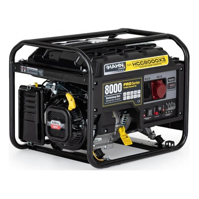 Hahn & Sohn 9177 - Benzin-Stromgenerator HGG 8000 X3 6500W