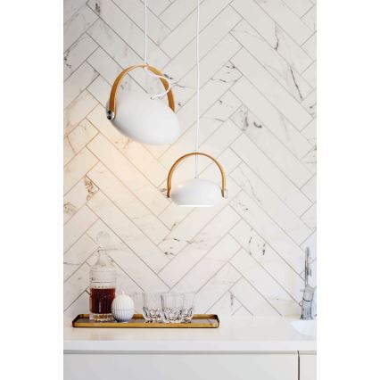 Halo Design 734337 - Pendelleuchte mit Kabelaufhängung DC 1xE27/40W/230V Ø 26 cm weiß/Eiche