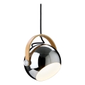 Halo Design 734443 - Pendelleuchte an Stahlseil DC 1xE27/40W/230V Ø 18 cm glänzender Chrom/Eiche