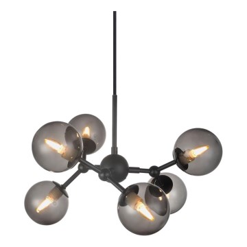 Halo Design 736553 - Pendelleuchte an Kabel ATOM 6xG9/28W/230V Ø 45 cm schwarz/rauchschwarz