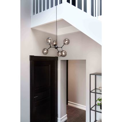 Halo Design 738823 - Hängeleuchte mit Kabel ATOM 6xG9/28W/230V Ø 57 cm Schwarz/rauchschwarz