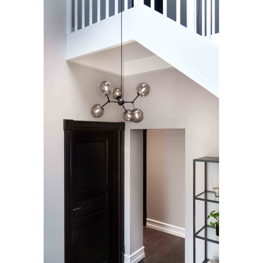 Halo Design 738823 - Hängeleuchte mit Kabel ATOM 6xG9/28W/230V Ø 57 cm Schwarz/rauchschwarz