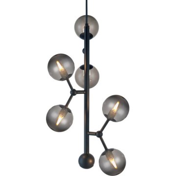 Halo Design 738854 - Pendelleuchte an Kabel ATOM 6xG9/28W/230V Ø 30 cm schwarz/rauchschwarz