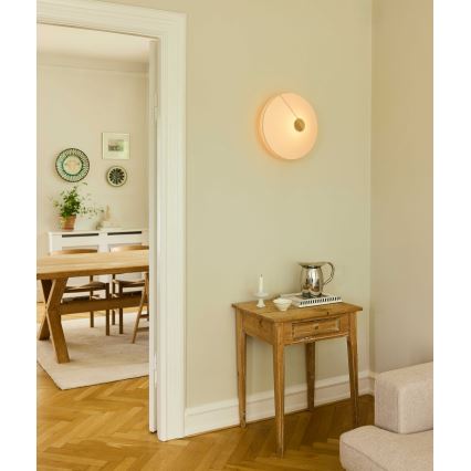 Halo Design 745104 - Wandleuchte PARIS 1xE27/40W/230V Ø 40 cm weiß/messing/eiche