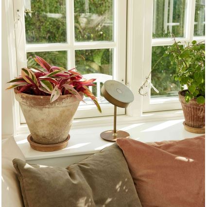 Halo Design 745784 - Wiederaufladbare, dimmbare LED-Tischlampe ON THE MOVE LED/2,5W/4000 mAh Messing/Holz