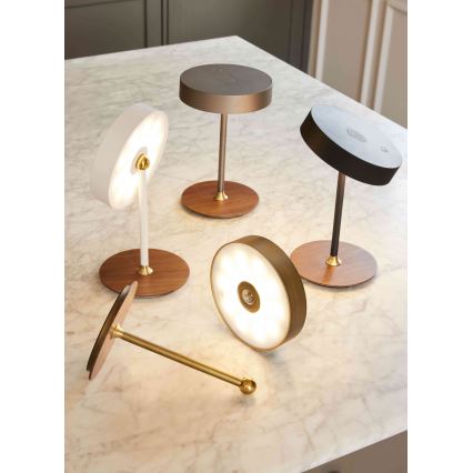 Halo Design 745784 - Wiederaufladbare, dimmbare LED-Tischlampe ON THE MOVE LED/2,5W/4000 mAh Messing/Holz