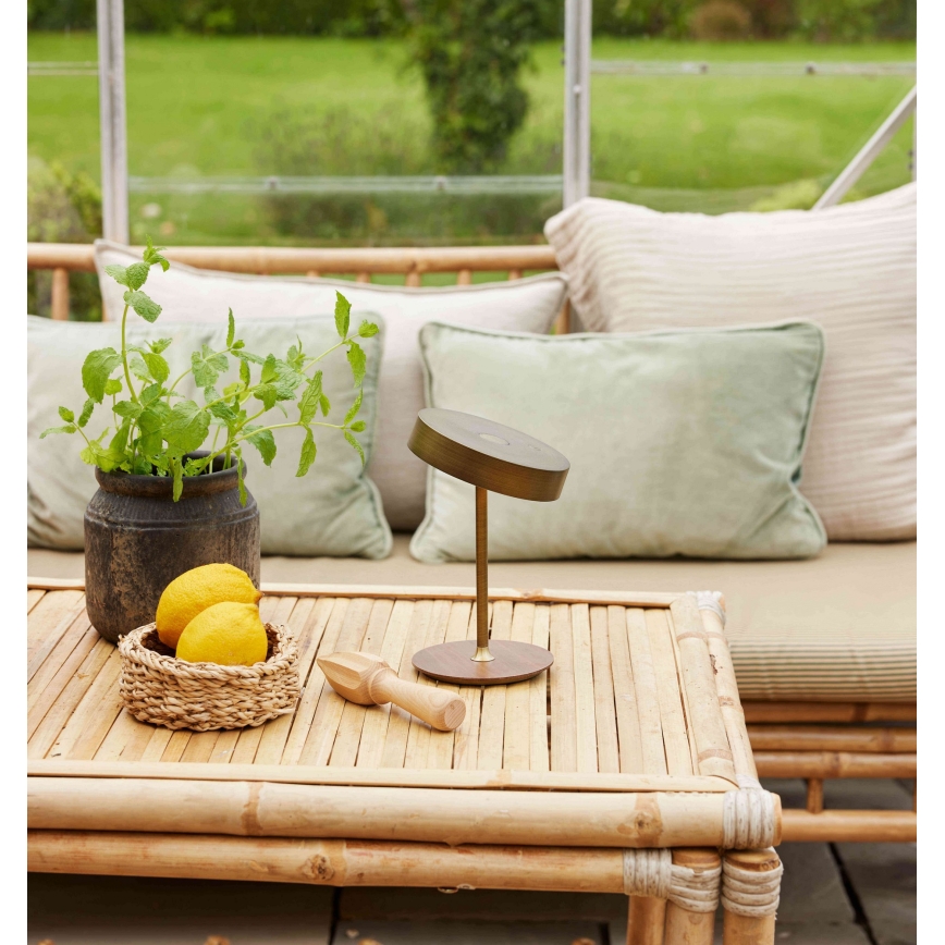 Halo Design 745784 - Wiederaufladbare, dimmbare LED-Tischlampe ON THE MOVE LED/2,5W/4000 mAh Messing/Holz