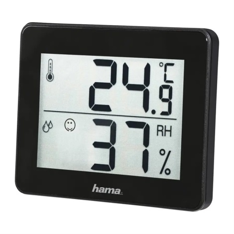 Hama – Raumthermometer mit Luftfeuchtigkeitsmesser 1xCR2025 schwarz