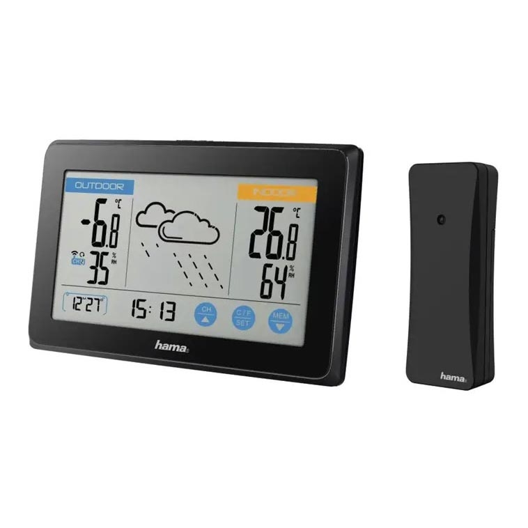 Hama - Wetterstation mit Farb-LCD-Anzeige 3xAAA/2xAAA  schwarz