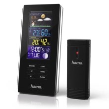 Hama – Wetterstation mit Farb-LCD-Display und Wecker 3xAAA schwarz