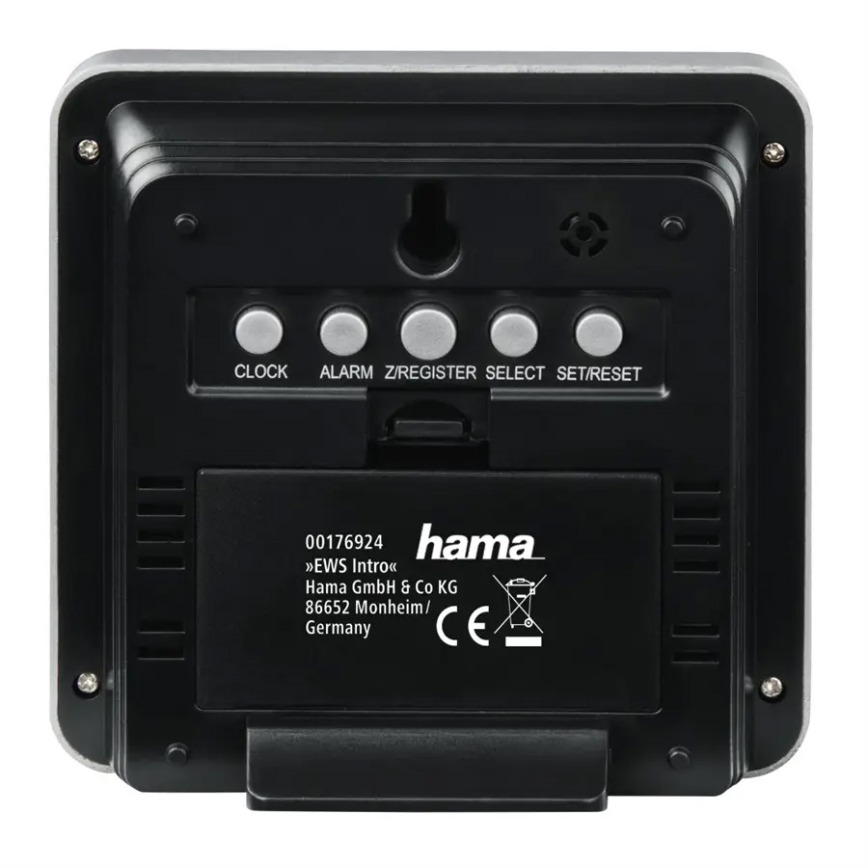 Hama - Wetterstation mit LCD-Anzeige und Wecker 2xAA + 2xAA schwarz/grau