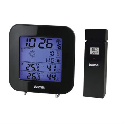 Hama – Wetterstation mit LCD-Display und Wecker 2xAA schwarz