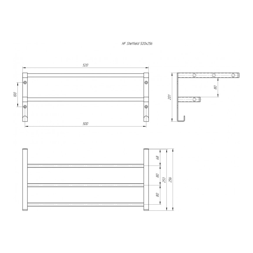 Handtuchhalter für Badheizkörper HF SHEFFIELD 52 x 25,6 cm, weiß