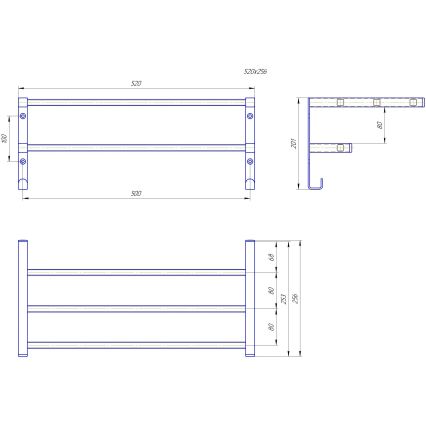 Handtuchhalter für Badheizkörper HF SHEFFIELD 52x25,6 cm schwarz