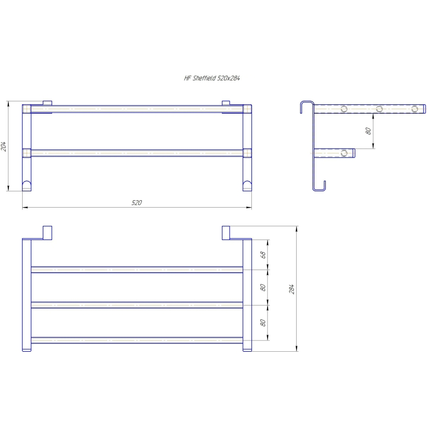 Handtuchhalter für Badheizkörper HF SHEFFIELD 52x28,4 cm schwarz