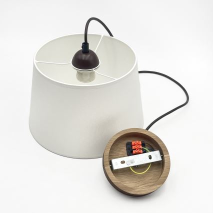 Hängeleuchte AIDA mit Kabelaufhängung, 1x E27/60W/230V, Ø 25 cm, Eiche/Nussbaum/Weiß