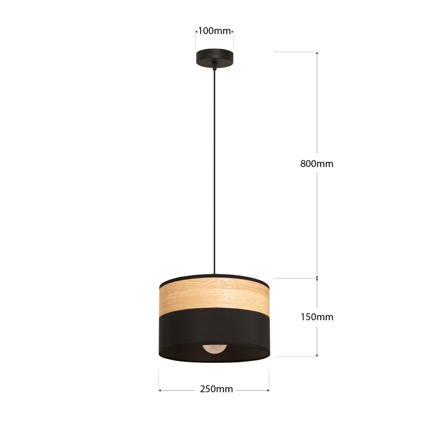 Hängeleuchte ALBA mit Kabel 1xE27/15W/230V Ø 25 cm schwarz/braun