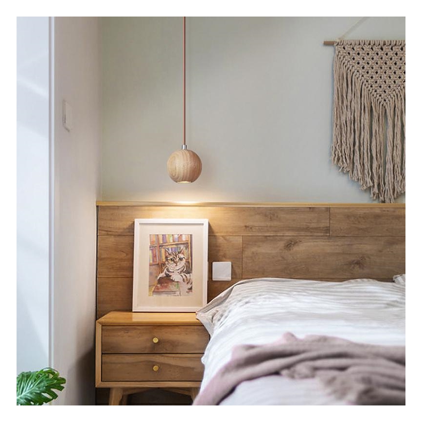 Hängeleuchte am Kabel 1xGU10/10W/230V Ø 11 cm massiv/Esche