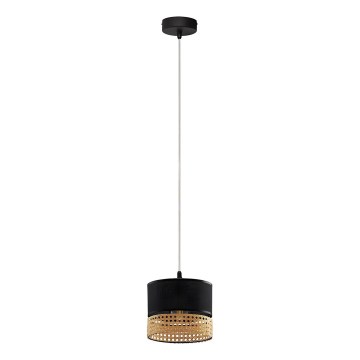Hängeleuchte am Kabel PAGLIA 1xE27/15W/230V schwarz/Rattan