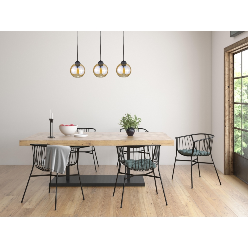 Hängeleuchte AMBRE BLACK 3xE27/60W/230V schwarz/rauchig braun
