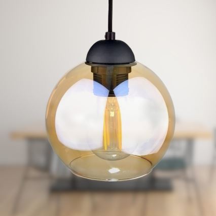 Hängeleuchte AMBRE BLACK 3xE27/60W/230V schwarz/rauchig braun