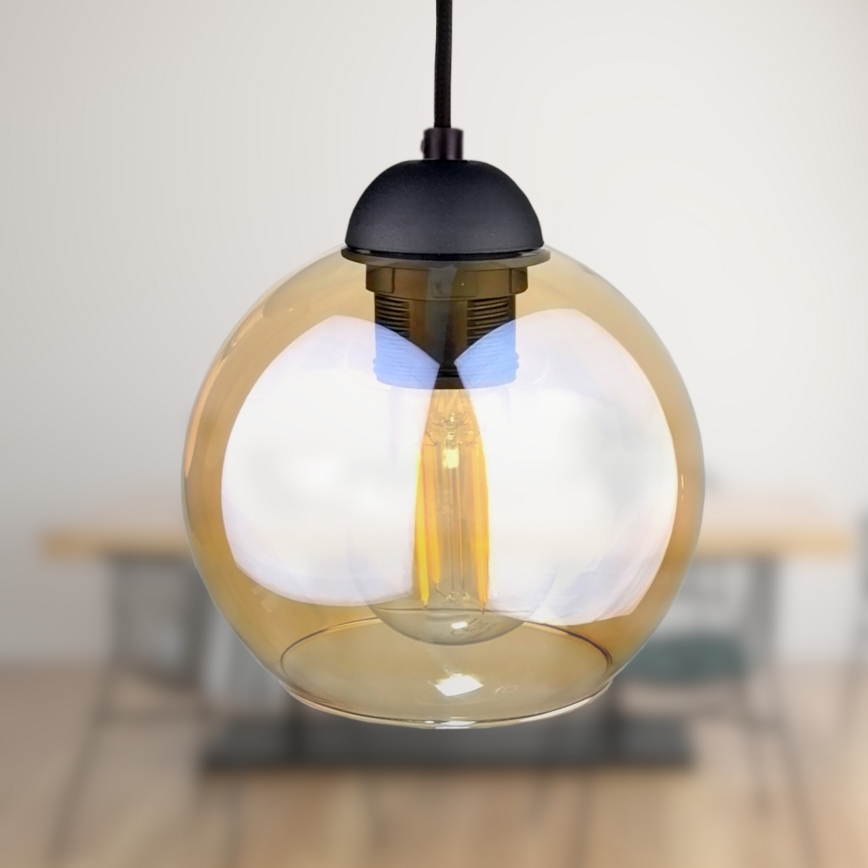 Hängeleuchte AMBRE BLACK 3xE27/60W/230V schwarz/rauchig braun